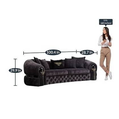 Xenia 3 Seater Velvet Purple Sofa