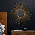 Iron Starburst Wall Mirror in Golden Colour - photo