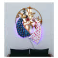 Wrought Iron Green And White Peacock Wall Art With Led - front_view