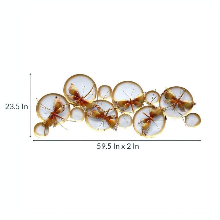 Wrought Iron Butterfly Wall Art With LED In Gold - bottom_view
