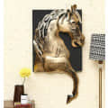 Wrought Iron Horse In Frame Wall Art In Gold - bottom_view