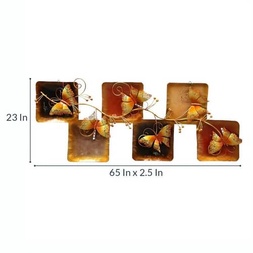 Wrought Iron Flying Butterfly In Box Wall Art With LED In Multicolor
