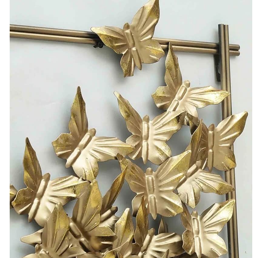 Iron Framed Butterfly Queen Wall Art With LED In Gold - top_view