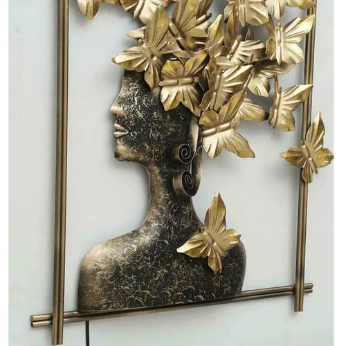 Iron Framed Butterfly Queen Wall Art With LED In Gold