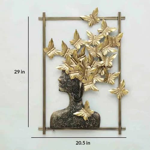 Iron Framed Butterfly Queen Wall Art With LED In Gold