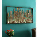 Wrought Iron City Light Wall Art With LED In Brown - front_view