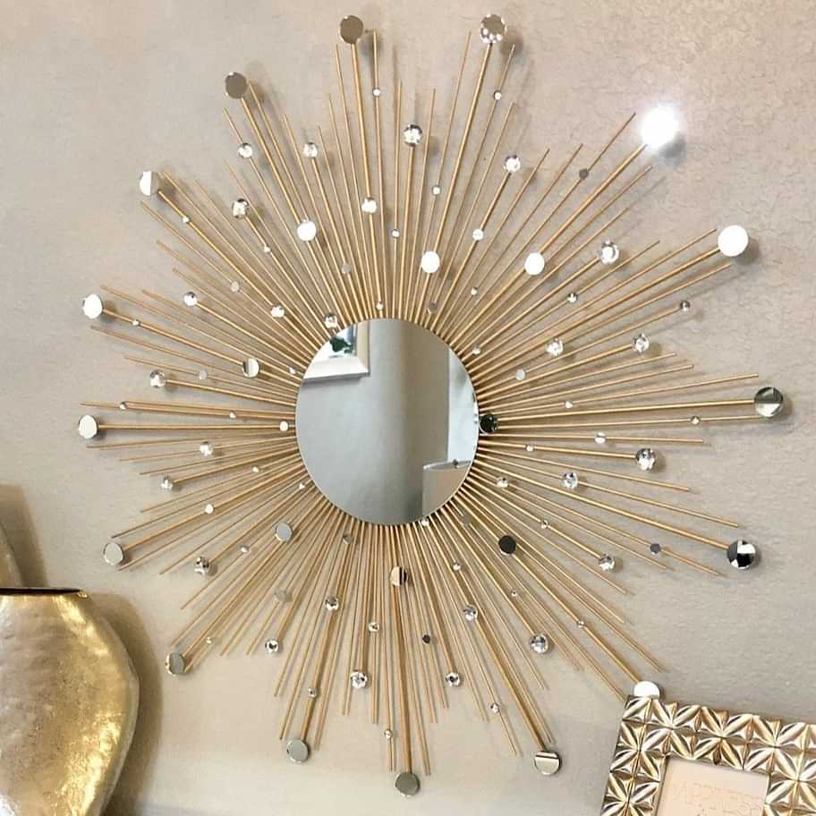 Sunburst Mirror In Golden Finish - photo