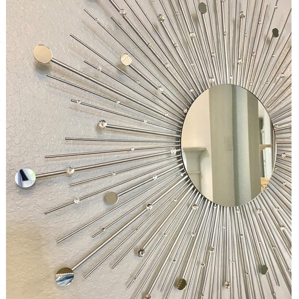 Round  Sunburst Mirror In Silver Finish - photo