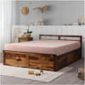 Premium Sheesham Wood King Size Bed with Box Storage - photo