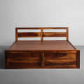Premium Sheesham Wood King Size Bed with Box Storage - front_view