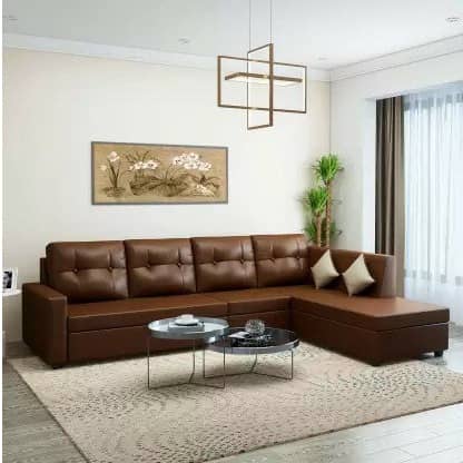 Eclairs L shape Leatherette 6 Seater Sofa with Storage