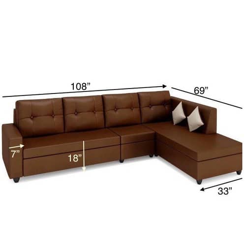 Eclairs L shape Leatherette 6 Seater Sofa with Storage
