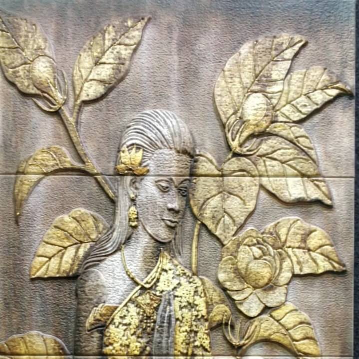 Embossed Welcome Lady Tile