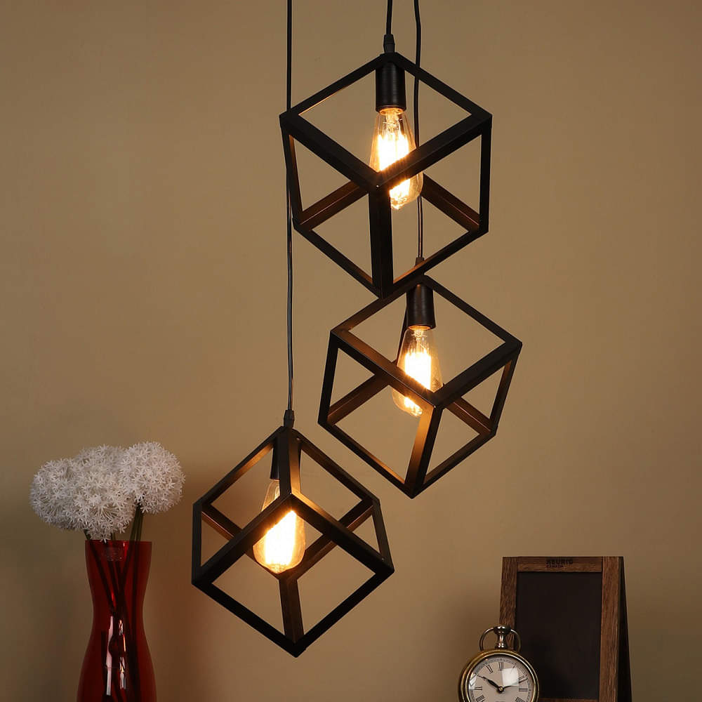 Ceiling Black Metal Hanging Light  3LP - Without Bulb - photo