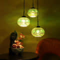 Brighton Pumping Glass Hanging Light -3LP-GREEN-Without Bulb - top_view