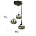 Brighton Pumping Glass Hanging Light -3LP-GREEN-Without Bulb - rear_view