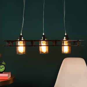 Rustic Bold Brown Wooden Hanging Light M-77-3LP-BR - Without Bulb - photo