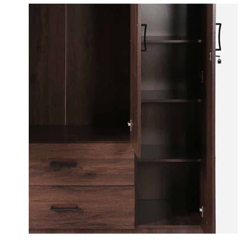 Oak Finish 3 Door Wardrobe With Drawer