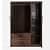 Oak Finish 3 Door Wardrobe With Drawer - top_view