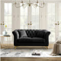 Paddington Roll Arm Classic 2 Seater Chesterfield Black Sofa - photo