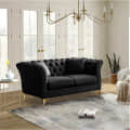 Paddington Roll Arm Classic 2 Seater Chesterfield Black Sofa - front_view