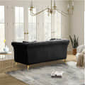 Paddington Roll Arm Classic 2 Seater Chesterfield Black Sofa - top_view