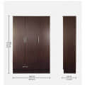Sugi 3 Door Wardrobe in Walnut Finish - rear_view
