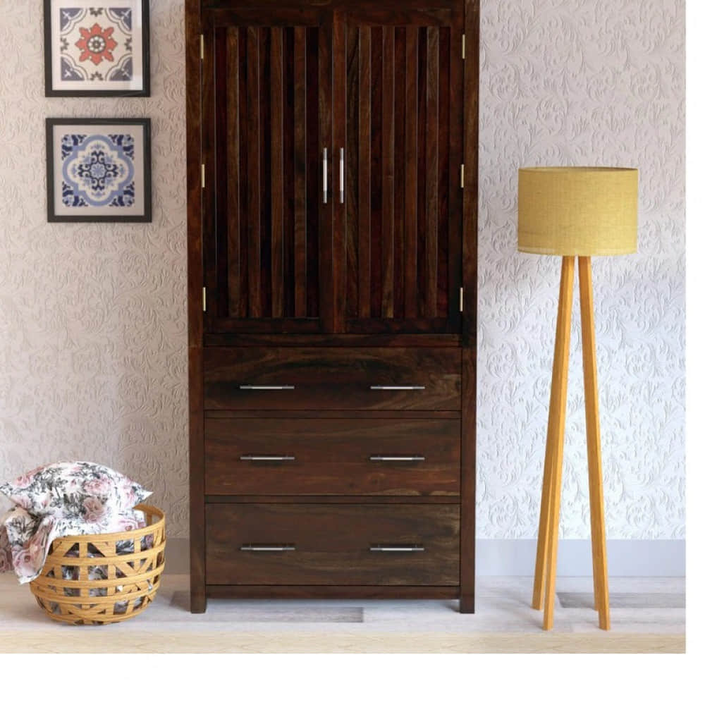 Sheesham Wood 2 Door Wardrobe In Warm Chestnut Finish - photo