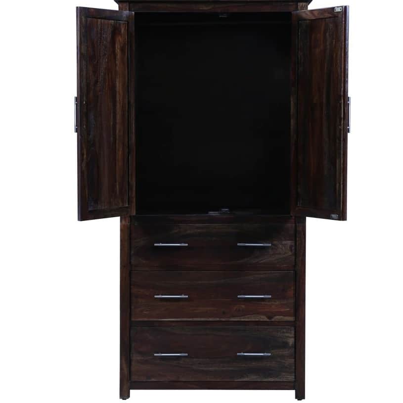 Sheesham Wood 2 Door Wardrobe In Warm Chestnut Finish - top_view