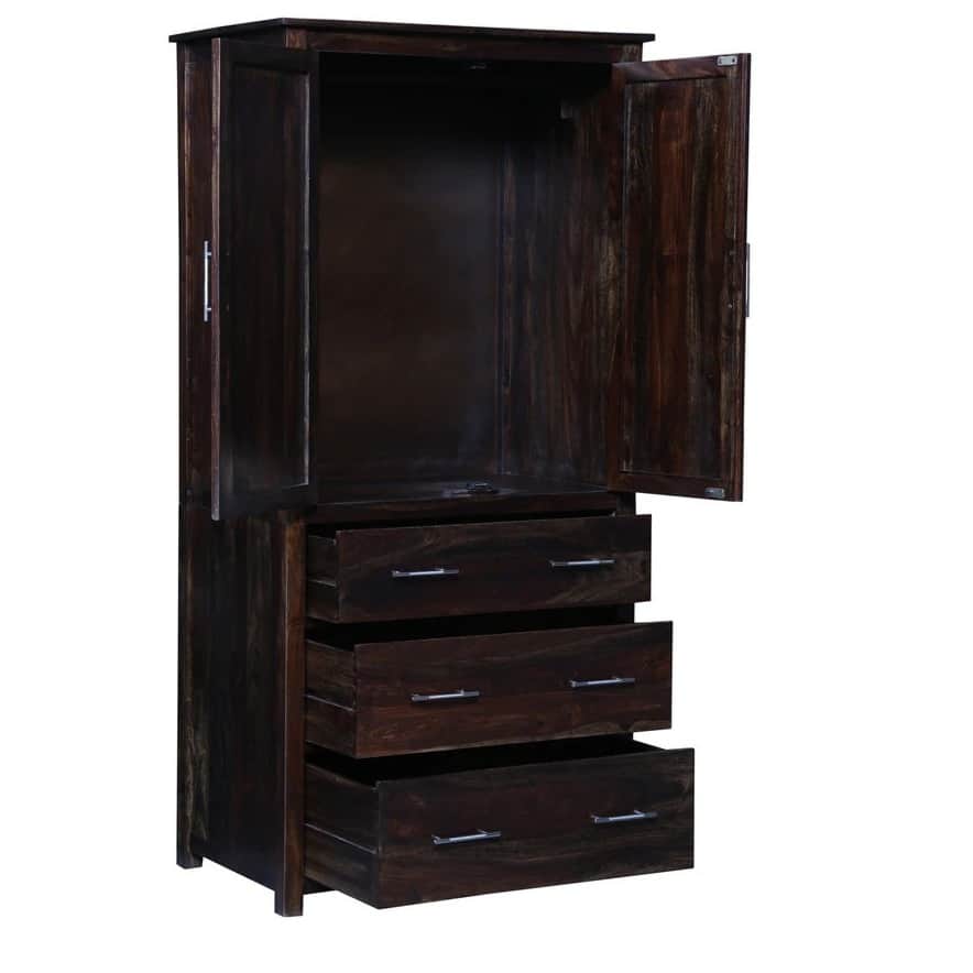 Sheesham Wood 2 Door Wardrobe In Warm Chestnut Finish - rear_view