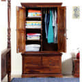 Sheesham Wood 2 Door Wardrobe In Honey Oak Finish - front_view