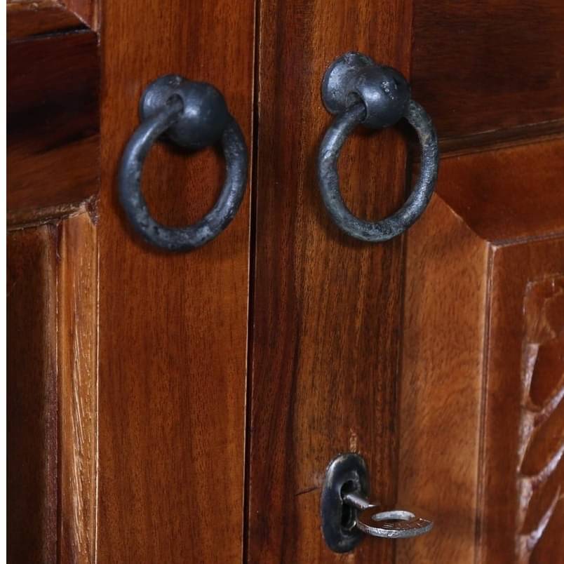 Sheesham Wood 2 Door Wardrobe In Honey Oak Finish