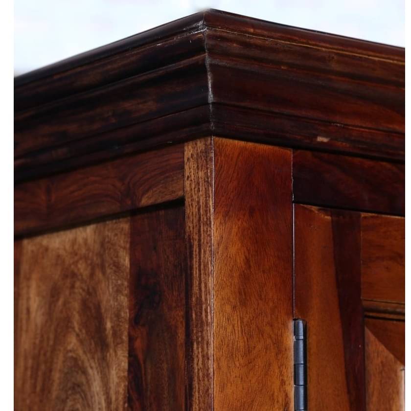 Sheesham Wood 2 Door Wardrobe In Honey Oak Finish