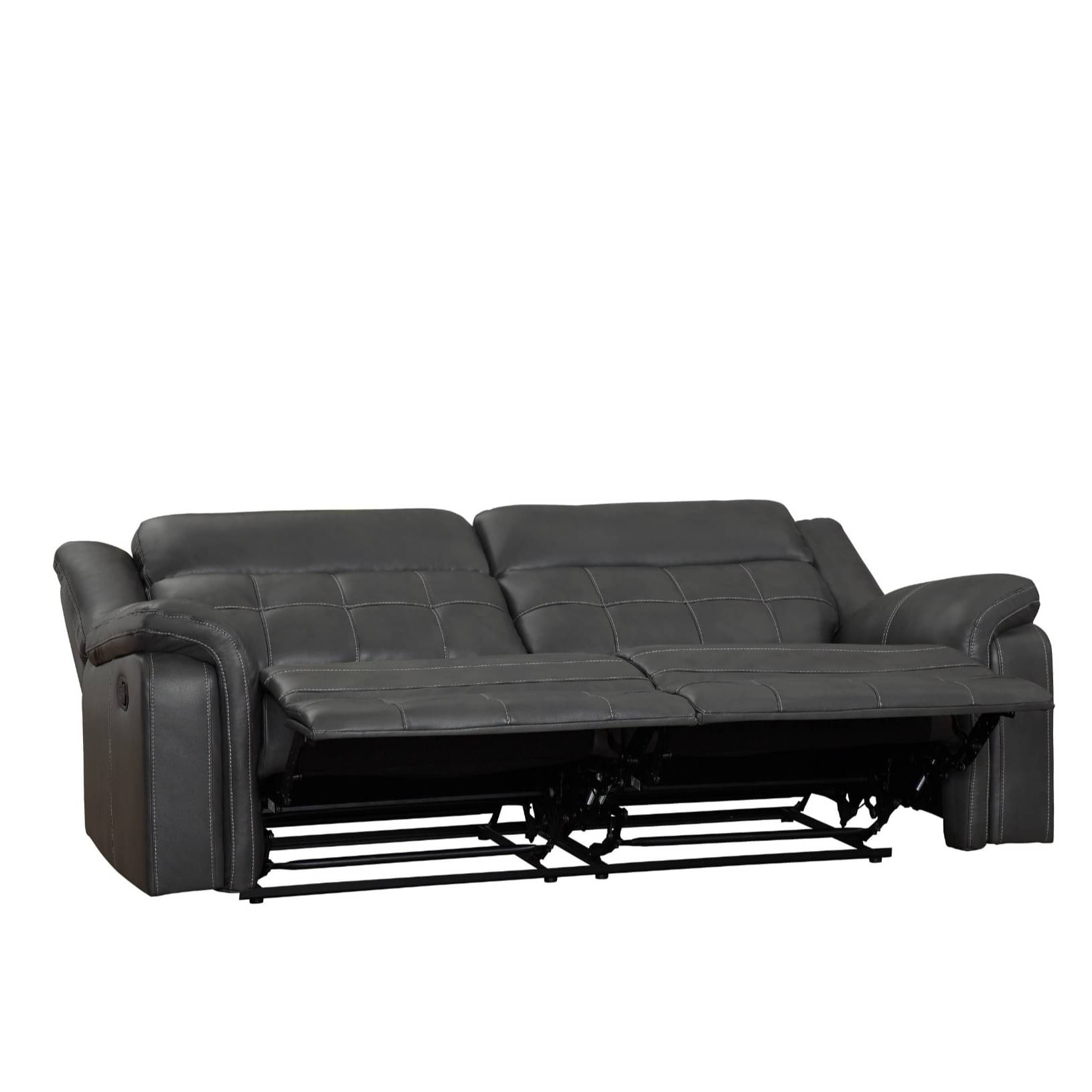 Luxurious Leather 2 Seater Recliner Sofa In Grey