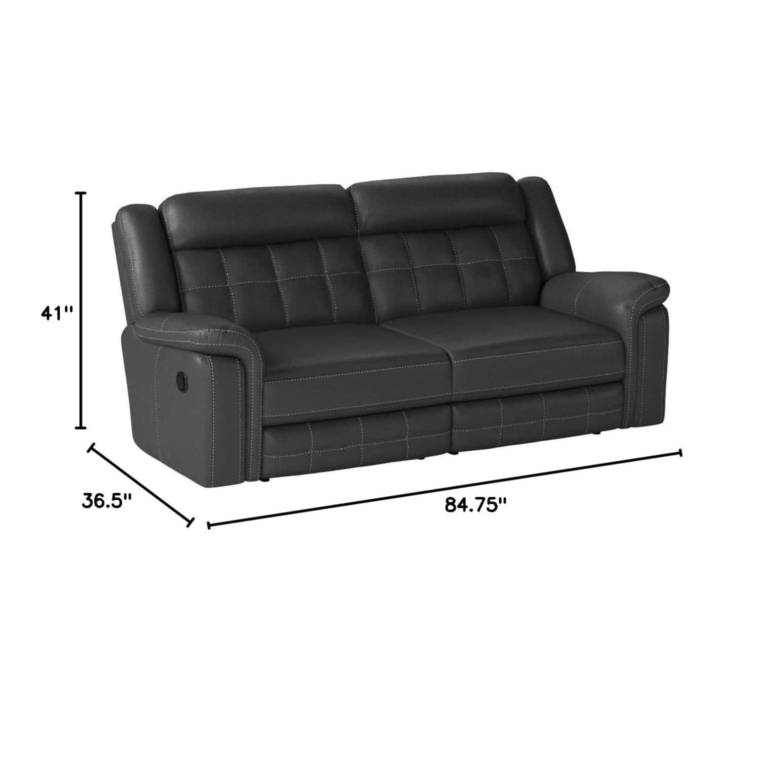 Luxurious Leather 2 Seater Recliner Sofa In Grey - left_view