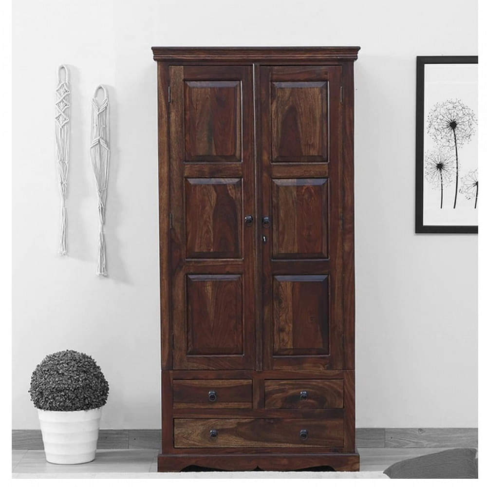 Lisa Sheesham Wood 2 Door Wardrobe In Provincial Teak Finish - photo