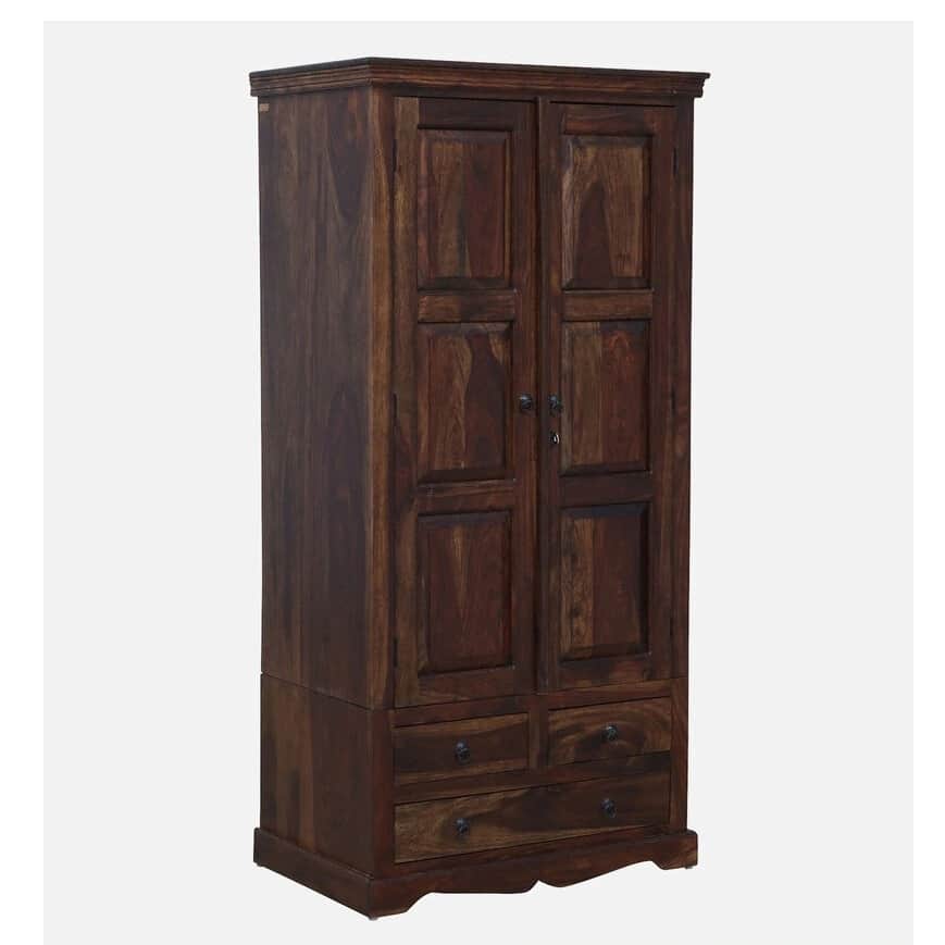 Lisa Sheesham Wood 2 Door Wardrobe In Provincial Teak Finish - rear_view