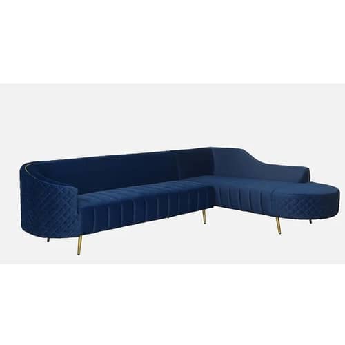 Yolo Velvet LHS Sectional Sofa in Royal Blue Colour