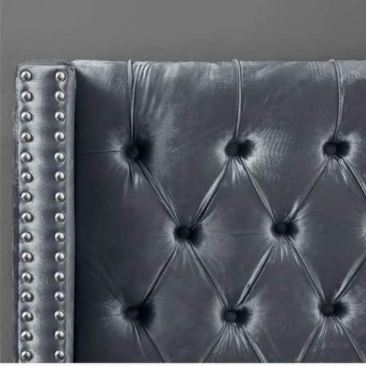 Modern | Contemporary Velvet Upholstered Bed - left_view