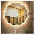 Round Bathroom Mirror with 3 Colors Lights, LED Mirror for Wall Mirror (48*48 inch) - left_view