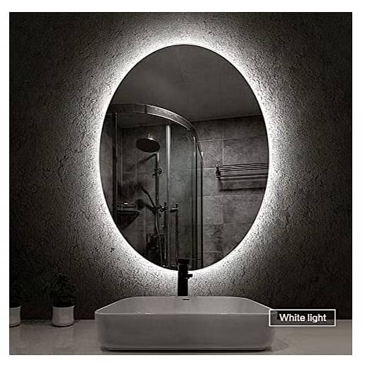 Oval Bathroom Mirror with 3 Colors Lights, LED Mirror for Wall Mirror (18*48 inch)