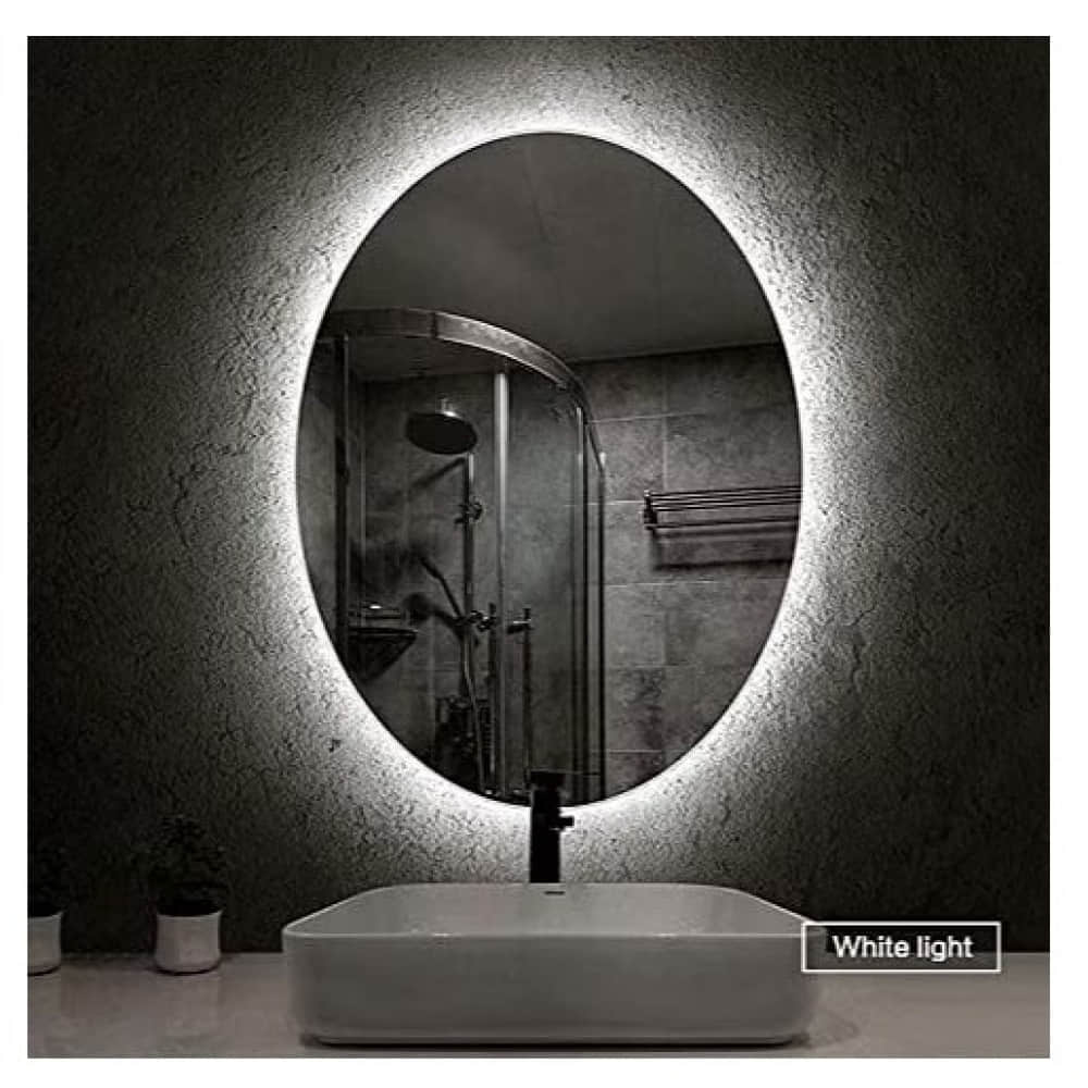 Oval Bathroom Mirror with 3 Colors Lights, LED Mirror for Wall Mirror (18*48 inch) - photo