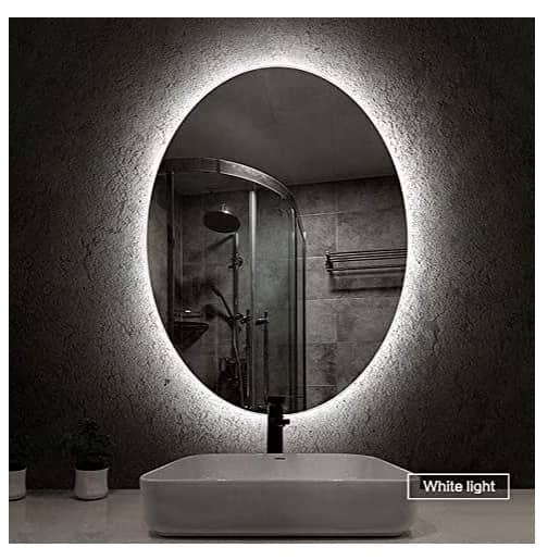 Oval Bathroom Mirror with 3 Colors Lights, LED Mirror for Wall Mirror (18*48 inch)