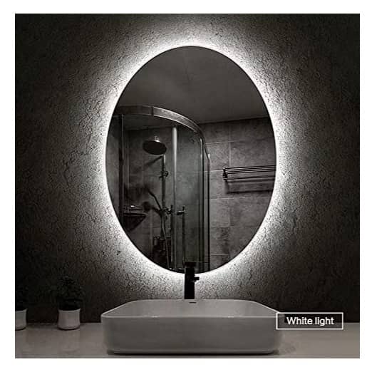 Oval Bathroom Mirror with 3 Colors Lights, LED Mirror for Wall Mirror (18*48 inch)