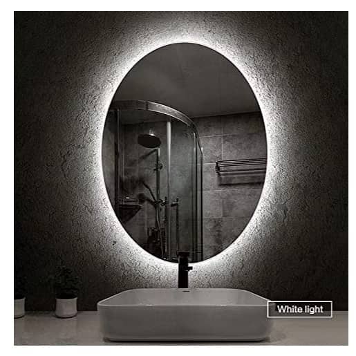 Oval Bathroom Mirror with 3 Colors Lights, LED Mirror for Wall Mirror (18*48 inch)