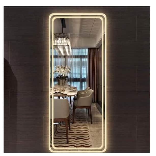 Square Bathroom Mirror with 3 Colors Lights, LED Mirror for Wall Mirror (20*48 inch) - front_view