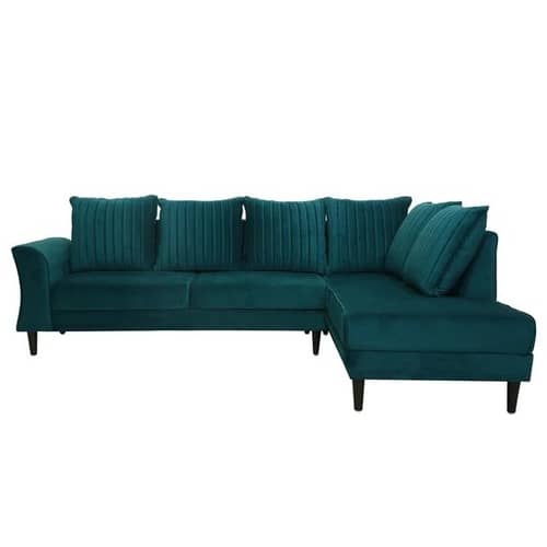 Hugo Velvet LHS Sectional Sofa In Teal Blue Colour