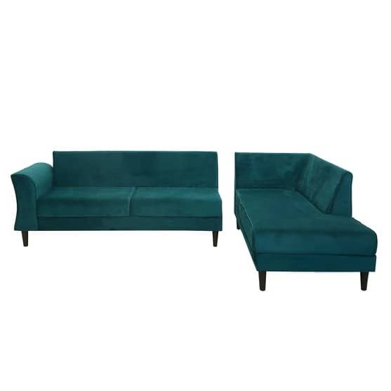 Hugo Velvet LHS Sectional Sofa In Teal Blue Colour