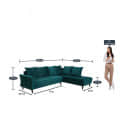 Hugo Velvet LHS Sectional Sofa In Teal Blue Colour - right_view