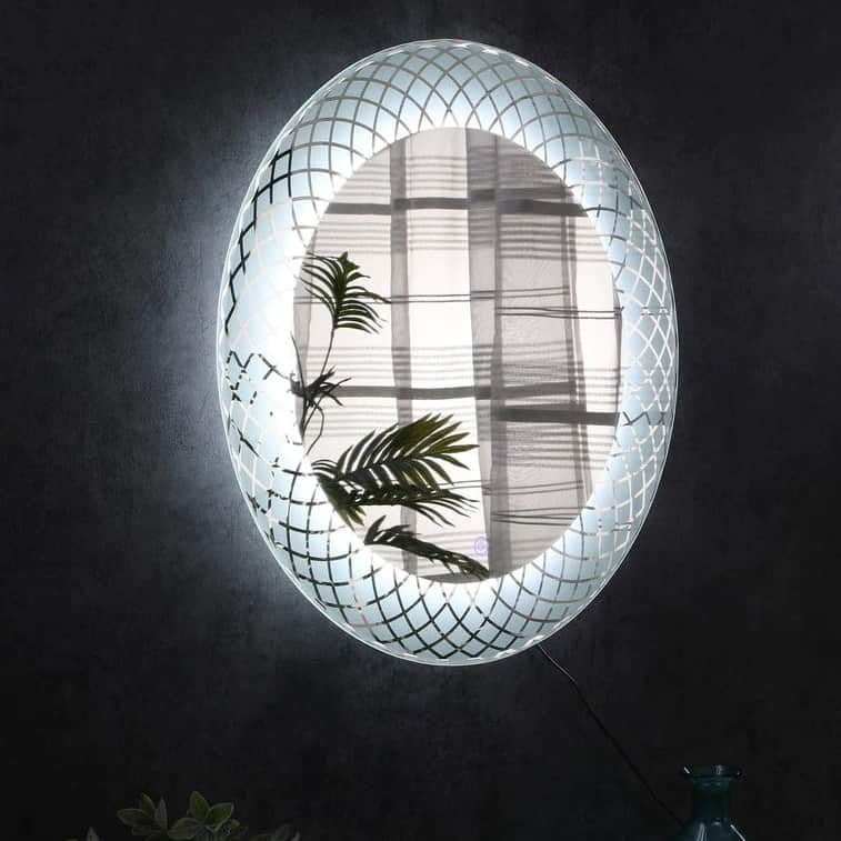 Sconces LED Light Wall Mirror (24x24). - front_view